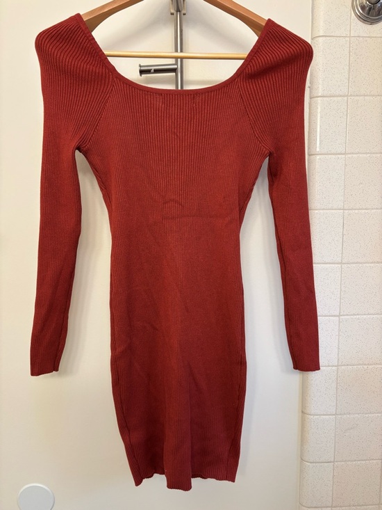 Madden NYC Ribbed Knit Long Sleeve Sweater Dress Size Medium Red Y2K Graduation - Picture 2 of 7